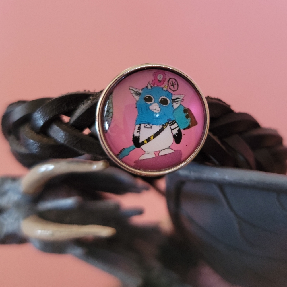 Twenty One Pilots Scaled Icy Trash NED Snap Charm Vegan Leather Bracelet
